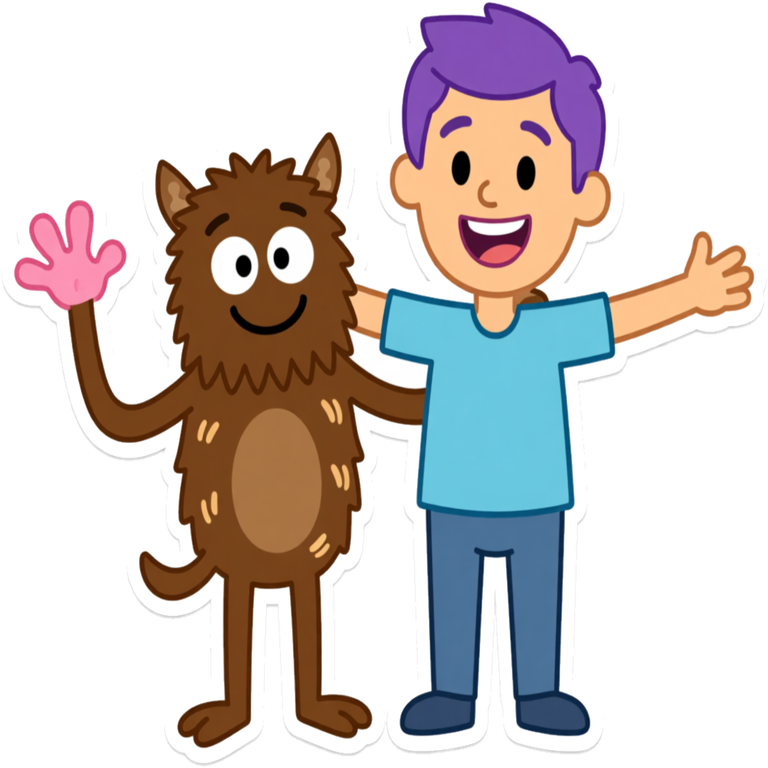 Scribble Monster and Daddy waving